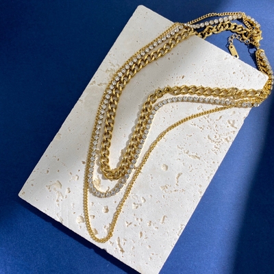 Thép không gỉ Lớp vàng kim cương Hình dạng vòng cổ Choker đồ trang sức cho phụ nữ