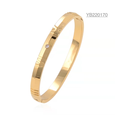 Thương hiệu sang trọng La Mã khảm chữ số Vòng đeo tay K Gold Snap Bracelet 58x44mm