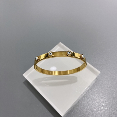 Bữa tiệc bằng thép không gỉ vàng 18K Vòng đeo tay màu xanh mắt Bộ khóa đeo tay