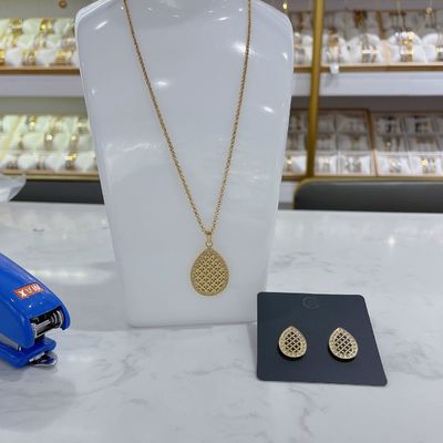 Duyên Dáng Vàng CZ Vòng Cổ Hình Giọt Nước Bộ Bông Tai Cô Dâu Phù Dâu Vũ Hội Glam