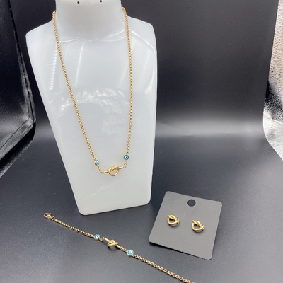 High Polish mới nhất màu vàng thép không gỉ tai, vòng cổ, vòng đeo tay cho phụ nữ